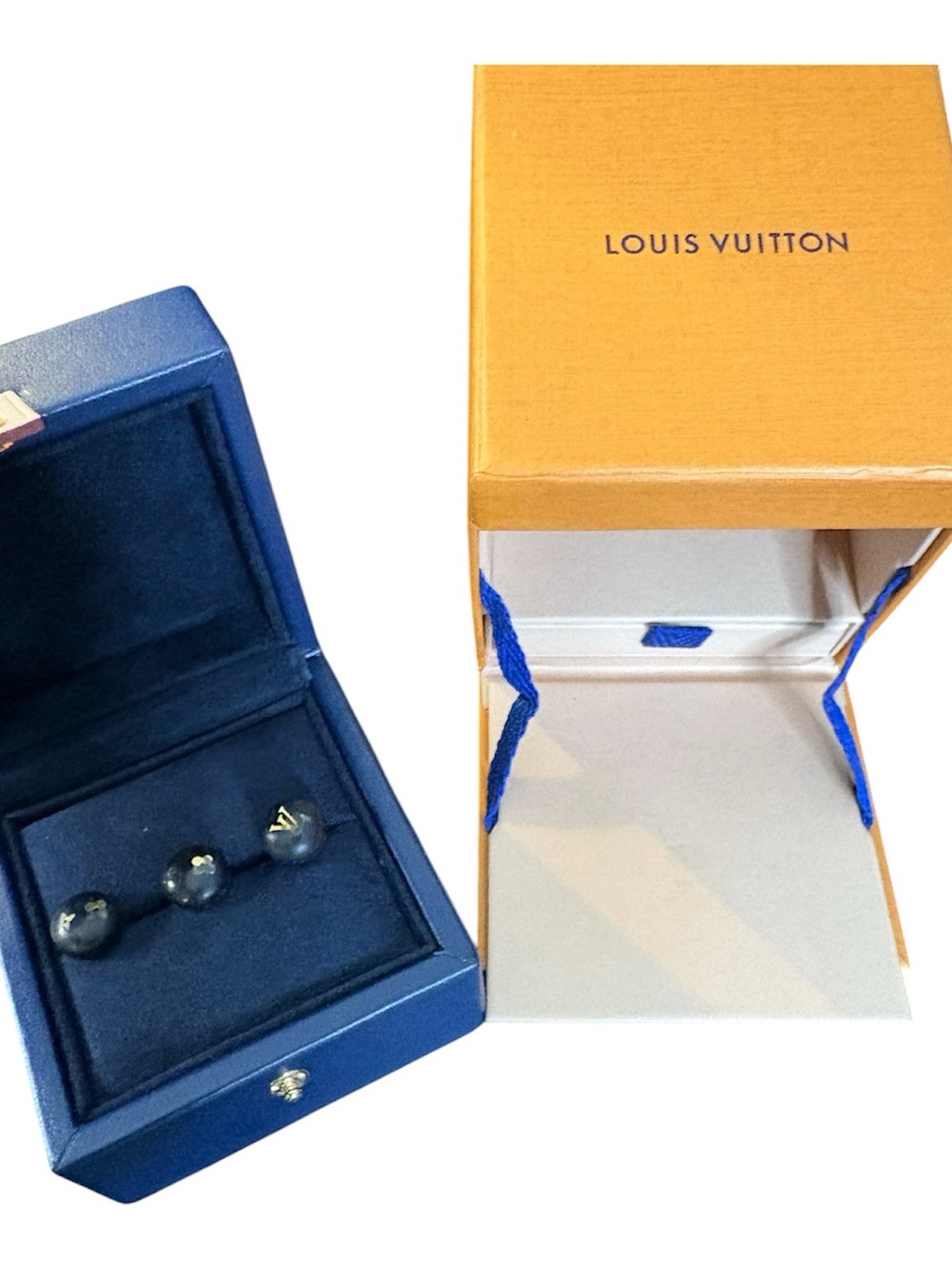 Louis Vuitton Tiger Wood Brass Silvania Stud Earrings Set of 3
